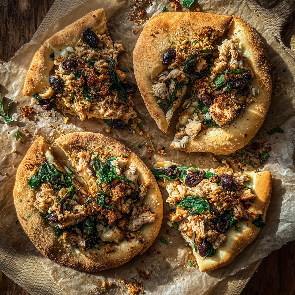 Turkey Olives and Spinach Pita